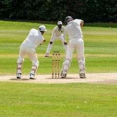 A classic scene from a competitive match on a grass wicket. Adapting to these real English cricket conditions, with the ball moving differently, is a skill you can only learn by being here and playing tough games.