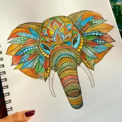 Beyond walls and client projects, sometimes it’s just about creating for myself. A colorful elephant mandala sketch from my personal drawing book.