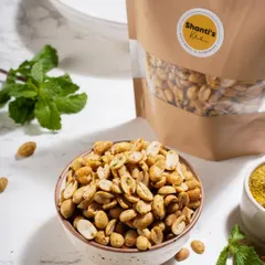 My Pudhina Lime Peanuts are an irresistible snack. I season roasted peanuts with a refreshing blend of mint and nimbu for a zesty, crunchy, and delicious treat.