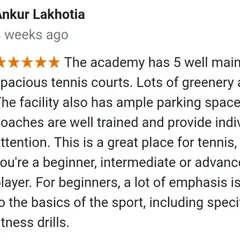 A review praising our well-maintained clay courts, ample facilities, and the individual attention our coaches provide. We ensure every player, from beginner to advanced, gets the right guidance.