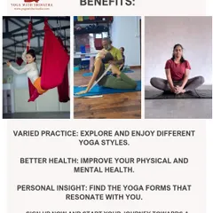 An advertisement for our 10-day intensive yoga workshop, highlighting the benefits of exploring different yoga styles to improve health and gain personal insight.
