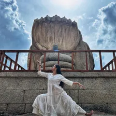 A dance pose in front of the magnificent stone structures of Lepakshi. The blend of my dance with this historical background is a unique amalgamation of art and culture that thrills my soul.