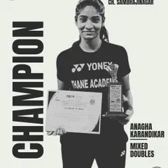 Anagha Karandikar is celebrated as the Mixed Doubles Champion at the State Selection Tournament. My events are structured to include all formats, giving players who specialize in mixed doubles a chance to shine.