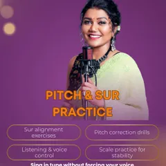Hitting the right notes consistently is a science. This graphic details our focus on 'sur' alignment exercises and pitch correction drills, which are essential for singing in tune without forcing your voice.