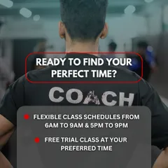 Ready to find your perfect time? We offer flexible class schedules from 6AM to 9AM and 5PM to 9PM. Book a free trial class at your preferred time.