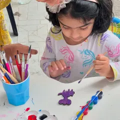 A little artist completely absorbed in her work at our farmers market stall. We provide all the supplies so kids can sit down and let their creativity flow, no matter where we are.