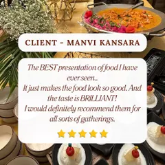 "The BEST presentation of food I have ever seen." We believe that food should look as good as it tastes, and we are thrilled when our clients appreciate our commitment to beautiful presentation.