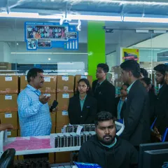 A tour of our manufacturing and logistics area. Students learn about the entire lifecycle of our products, from assembly and testing to packaging and distribution, providing a holistic view of our operations.