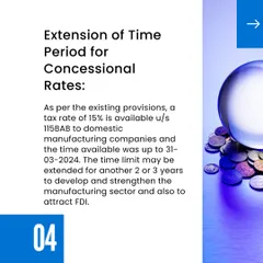 We assess policies that encourage investment and manufacturing. This slide details our expectation for the extension of concessional tax rates under section 115BAB to attract further Foreign Direct Investment (FDI).