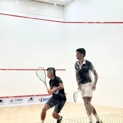 An intense rally during the Men's Championship final between India's top-ranked players, Suraj Chand and Rahul Baitha. We ensure our tournaments are a platform for the highest level of squash.
