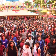 A view of the huge, energetic crowd at the International Women's Day celebration at Wonderla. It was an honor to lead this powerful group in a fitness celebration.