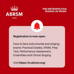 We provide full support for students taking ABRSM exams. This includes notifying them about registration for face-to-face instrumental and singing exams, from Prep Tests to Practical Grades.