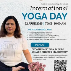 The official poster for my International Yoga Day session at Decathlon Kurla. These events are open to all ages and experience levels, creating a welcoming space for the entire community.