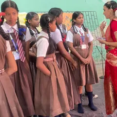 Interacting with students in Goa after the workshop. Answering their questions and seeing their curiosity is one of the most rewarding parts of these sessions.