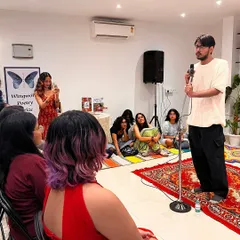 This is the heart of our community. An intimate open mic where performers and the audience connect on a deeper level. The vibe is always supportive and welcoming, making it a safe space for everyone to share their words.