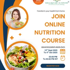 This is your invitation to transform your health from home. Our online nutrition course provides a clear, structured path to understanding food. The poster highlights the upcoming batch dates and gives you a glimpse into the comprehensive topics we cover in our live, interactive sessions.