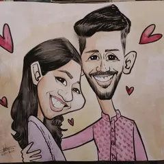 A beautiful watercolor couple caricature, perfect for a wedding or anniversary gift. The soft colors and romantic theme make it a truly special piece.
