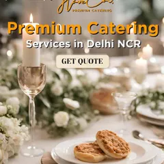 An appetizing shot of mini tarts on an elegantly set table, representing the premium quality of our food and presentation.