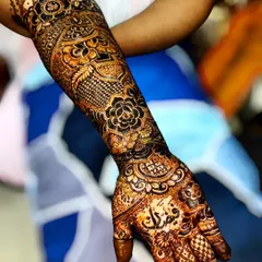 A close-up of a full-arm bridal design. The intricate patterns and shading techniques I use create depth and dimension, making the design truly stand out.
