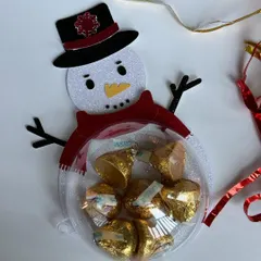 Our handmade snowman chocolate bauble, a fun and festive treat holder for the holidays.