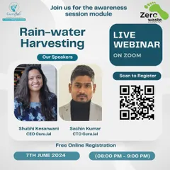 Join our live webinar on rainwater harvesting with experts from GuruJal. This free online session covers everything you need to know to safeguard your city from water scarcity.