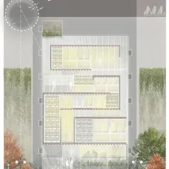 A variation of the night-time rendering for the SCC complex. Here, the focus is on the warm glow emanating from within, suggesting a vibrant and active commercial space after dark.