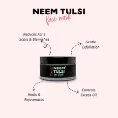 My Neem Tulsi Face Mask is a powerful tool for controlling excess oil and healing blemishes. It provides gentle exfoliation to remove dead skin cells while the natural properties of neem and tulsi work to reduce acne scars and rejuvenate the skin.