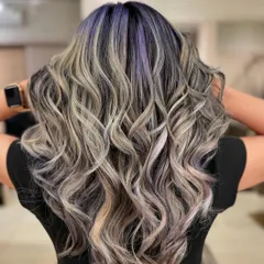 The back view of this winter frost look. The waves really show off the blend of ash and purple. (No filter)
