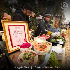 We bring the authentic taste of Lebanon to your event with our live Shawarma station. Our chef carves succulent, marinated chicken while guests customize their wraps with fresh salads, pickles, and creamy garlic sauce.