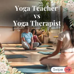 What is the difference between a Yoga Teacher and a Yoga Therapist? This series of images breaks it down. A therapist offers a more specialized, healing-focused approach.