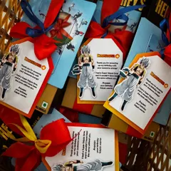 More of the awesome Dragon Ball Z party favors, showing how a custom tag can tie the whole gift together.