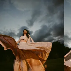 A bride's joy is infectious. We wanted to capture that feeling of pure happiness and freedom against a dramatic sky, creating a portrait that feels both powerful and personal.