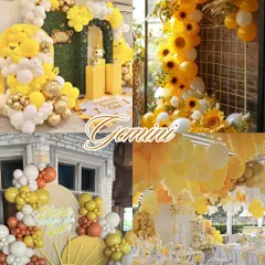 Zodiac decor aesthetics: Gemini. Playful, bright, and sunny. A Gemini party vibe is all about cheerful yellows, sunflowers, and light, airy balloon arrangements.