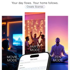 Your day flows, your home follows. Our app allows you to create custom scenes like 'Movie Mode', 'Party Mode', or 'Zen Mode' that adjust lights, AC, and more with a single touch.