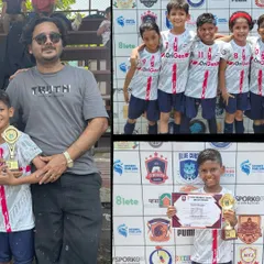 A collage celebrating another Player of the Match performance from our U7 team. We believe in recognizing individual brilliance as part of team success.