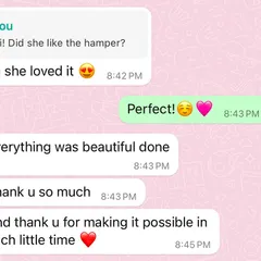 "Everything was beautiful done. Thank u so much." Getting messages like this makes all the hard work worth it. We were so happy to make this birthday hamper possible in a short time.
