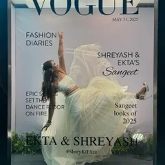Turning a sangeet event into a high-fashion moment. This mock Vogue cover shows my ability to create aspirational, editorial-style images that are perfect for print.