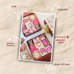 A closer look at my best-selling Blush Gift Box. This image highlights the curated selection of yummy pink and aesthetic treats, perfect for Mother's Day or a birthday gift for someone special.