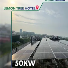 We delivered a complete 50 kW rooftop solar EPC solution for the prestigious Lemon Tree Hotel in Gurugram. This project is a prime example of how we help businesses in the hospitality sector reduce their carbon footprint and achieve significant energy savings.