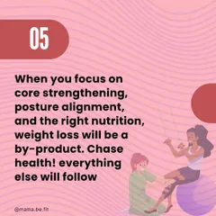 When you focus on core strengthening, posture alignment, and the right nutrition, weight loss becomes a by-product. Chase health, and everything else will follow. This is the foundation of my core rehab philosophy.