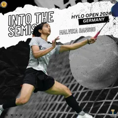 Assuring a medal at the international level. Malvika Bansod is seen here during her semi-finals match at the Hylo Open 2024 in Germany, where she displayed incredible skill and resilience.