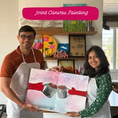 This joint canvas painting is one of our favorite date night activities. Two separate canvases come together to create one complete picture, just like a great partnership.