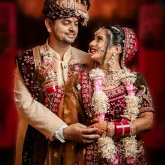 A perfectly composed couple portrait showcasing their regal wedding attire. Our goal is to create timeless images that you will cherish forever.