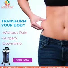 We believe you can achieve your ideal body shape without invasive procedures. This graphic highlights our commitment to non-surgical body contouring, offering a path to transformation that is free from pain, surgery, and downtime by targeting stubborn fat on areas like the abdomen.