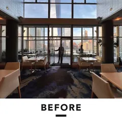 The "Before" shot of the One40 Rooftop space. This shows the blank canvas we started with before meticulously redesigning every detail to create an elevated dining and nightlife destination.