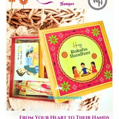 A heartfelt Rakhi surprise, beautifully packaged in a festive box. This hamper is designed to be a warm gesture from your heart to their hands, containing all the essentials for a sweet and memorable Raksha Bandhan.