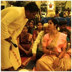 A sacred moment during our Janmashtami puja. We believe in celebrating these traditions together, deepening our connection to the cultural roots of yoga.
