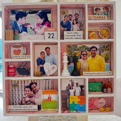 Twenty years of a beautiful love story, captured in a single frame. I designed this bespoke shadow box to celebrate a special anniversary, weaving in personal memories from their journey, from inside jokes to shared passions.