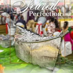 Our 'Fish Boat' starter, a creative and delicious presentation of seared fish served on a bed of ice. It's not just a dish; it's a statement piece for your event.