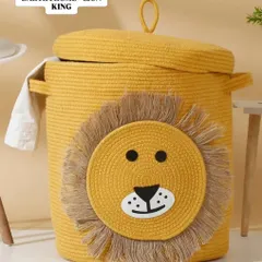 The Lion King rope laundry basket is perfect for a jungle-themed room. It's a large-sized hamper with a lid and handles, featuring a beautifully detailed lion face.